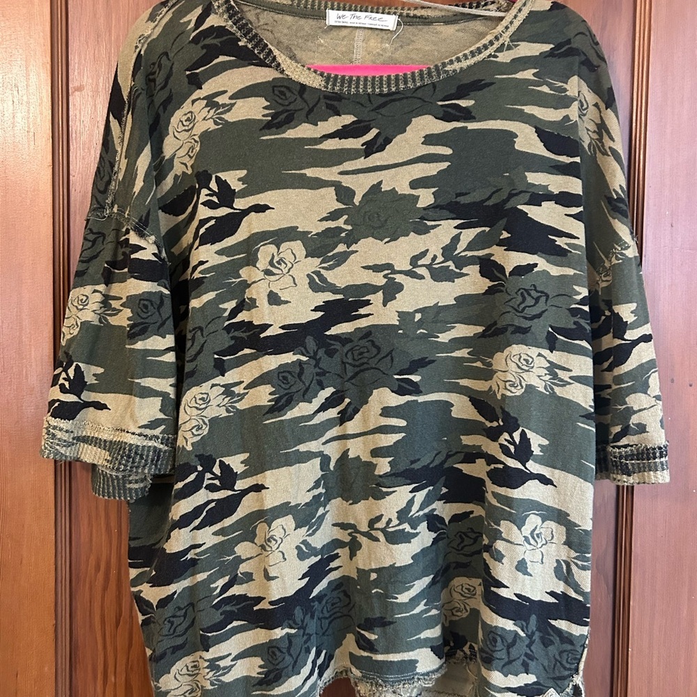 We The Free Free People Camouflaged Floral Knit Top